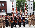 Colours and Guard of the 3rd Battalion Yorkshire Regiment (Duke of Wellington's) Outside Rotherham Town Hall. During the bestowing of the Freedom of the Town on the regiment
